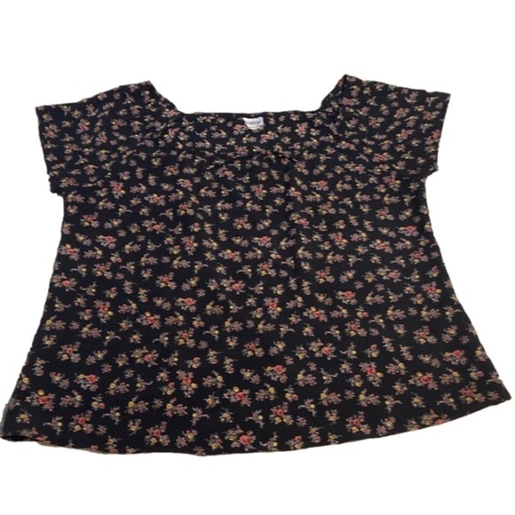 Bentley Floral Pullover Top Blouse Plus 1X Short Sleeve Multicolor Polyester GUC - Picture 1 of 8